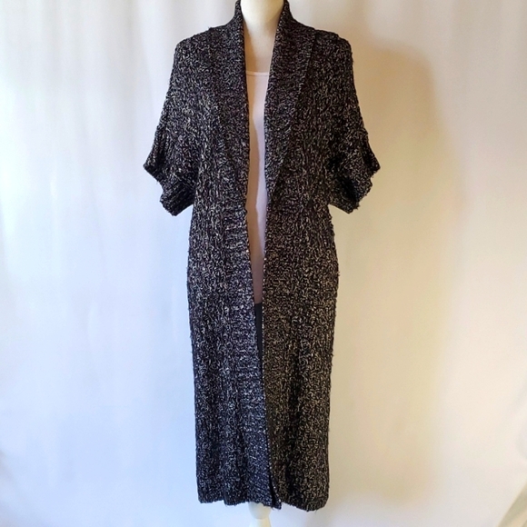 White House Black Market Sweaters - White House Black Market Marled Drop Sleeve Long Cardigan Black And White Size S